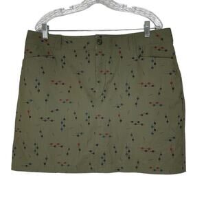 Eddie Bauer Adventurer 2.0 Green Arrow Print Athletic Mini Skort Size 16 Women's